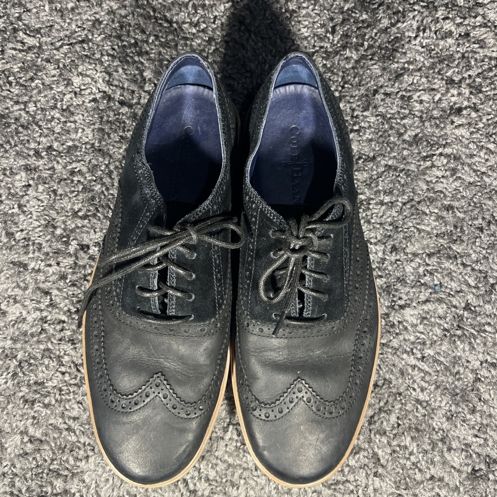 Cole Haan‎ Shoes Mens Size 9.5 Black Suede Wingtip Oxford Sneakers 161C11683 E13
